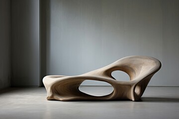 Minimalist furniture concept use organic shapes and natural materials.