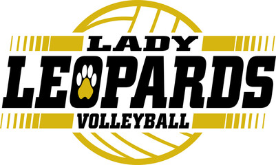 lady leopards volleyball team design with ball for school, college or league sports © EarlFergusonClipart