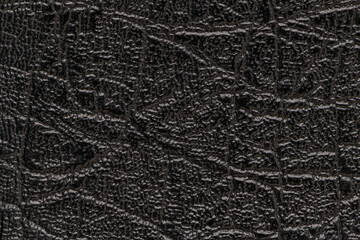 Black artificial or synthetic leather background with neat texture and copy space