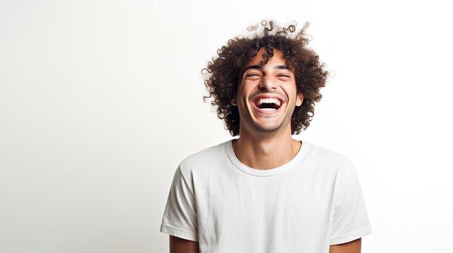 man with a smile on a white background, people with pleasant sentiments