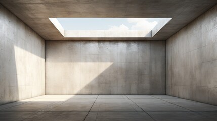 Obraz premium an industrial interior background template with a skylight, rough floor, and concrete walls in an abstract empty room.