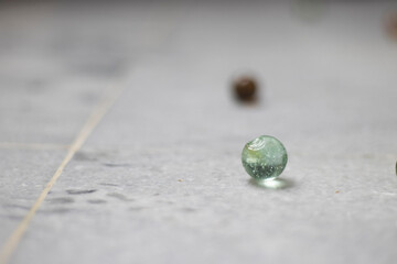 Glass balls scattered on the floor