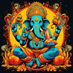 illustration of Lord Ganpati for Ganesh Chaturthi festival of India, Ganesh chaturthi for greeting,card, poster background.