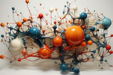 Network of molecules.Amino Acid Molecule.Chaos-order themed abstract composition.Amino Acid Molecule