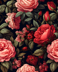 Rose seamless pattern texture, graphic design rose pattern, painting style
