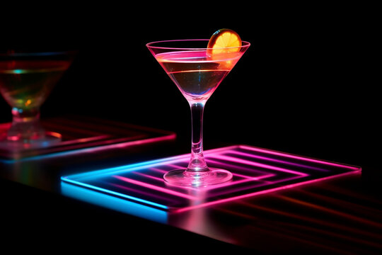 image of a martini cocktail in a nightclub