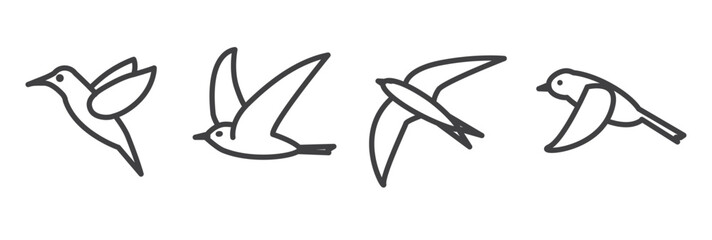 Flying Bird icons, thin line style pictograms, Birds logo, Birds icon concept drawing icon line in modern style. Vector illustration for your web mobile logo app  design UI