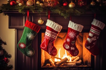 Christmas stocking on the mantel at Christmas