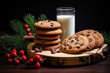 Obraz na płótnie Canvas Christmas cookies with chocolate and milk for Santa
