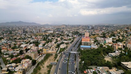 Naklejka premium Aerial view of Kabul city Afghanistan