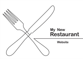 Fork and knife continuous line vector illustration