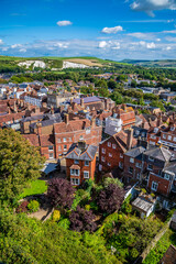 A view south over the High Street from the ramparts of the castle keep in Lewes, Sussex, UK in summertime  © Nicola