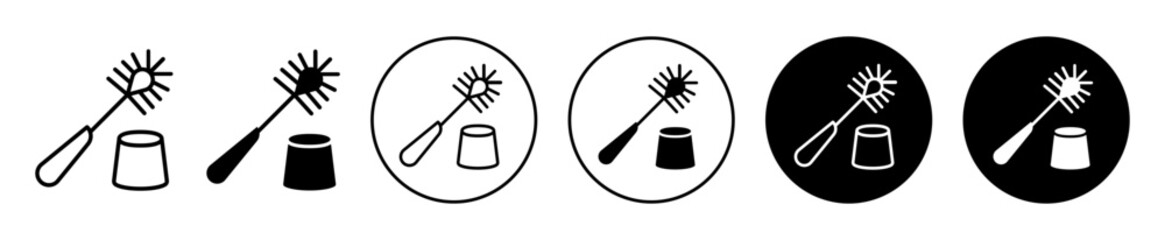 Toilet Brush icon. Household bathroom cleaner tool symbol. Plastic bristle scrub with bucket symbol. Lavatory scribble sanitary equipment vector.