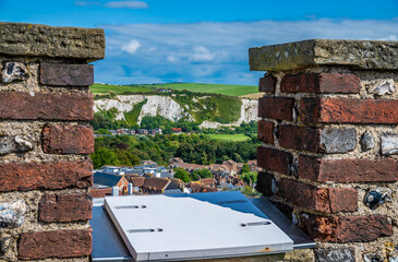 A view towards the South Downs from the ramparts of the castle keep in Lewes, Sussex, UK in summertime © Nicola