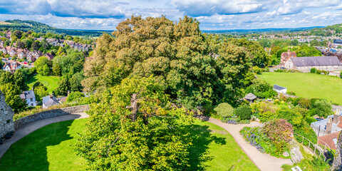 A panorama view north from the ramparts of the castle keep in Lewes, Sussex, UK in summertime © Nicola