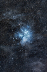 Obraz na płótnie Canvas Pleiades astro photo close up with reflection nebilae and dark nebulae