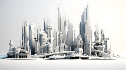 white modern city vector illusion