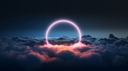 3d render abstract cloud illuminated with neon ligh