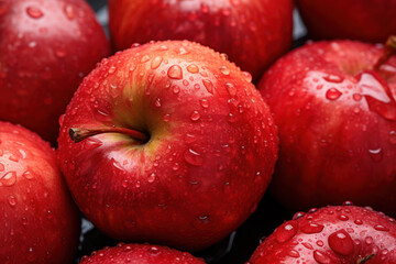 Fototapeta na wymiar Background of red apples, fresh organic fruits from the farm