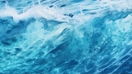 A powerful wave crashing in the deep blue ocean