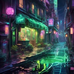 beautiful street in the city at night with attractive light and details 