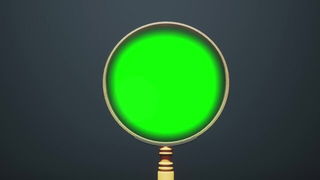 Magnifying Glass Animation with green screen in middle of glass. Information background