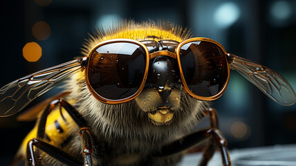 Close-up of a cute and fashionable bee