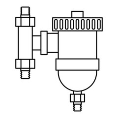 Illustration of desliming filter. Industrial image of plumbing object.