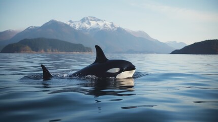 breathtaking shot of the Killer Whales in its natural habitat, showing its majestic beauty and strength. - obrazy, fototapety, plakaty