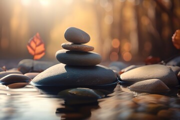stones on the beach. Generative AI