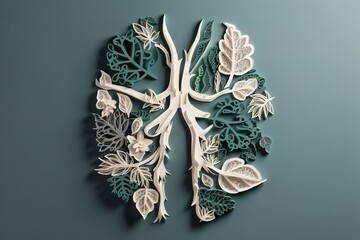 tree in lungs shape. Generative AI - obrazy, fototapety, plakaty