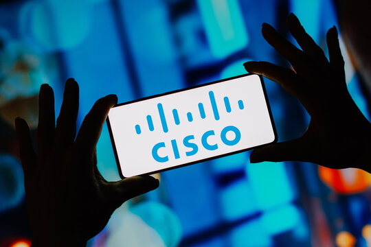September 12, 2023, Brazil. In this photo illustration, the Cisco Systems logo is displayed on a smartphone screen.