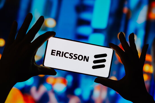 September 12, 2023, Brazil. In this photo illustration, the Ericsson logo is displayed on a smartphone screen.