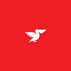 vector bird icon white icon on red background