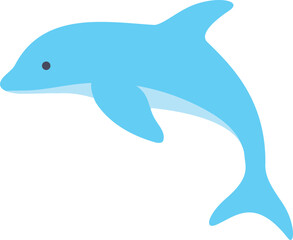 Blue dolphin in cartoon style icon.