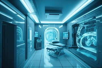 x ray machine in hospitalgreen. Generative AI