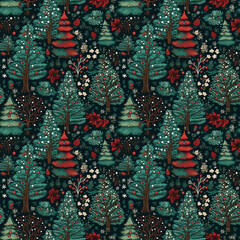 Fototapeta premium Seamless pattern of the Christmas ornaments, Generative Ai