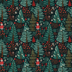 Fototapeta premium Seamless pattern of the Christmas ornaments, Generative Ai