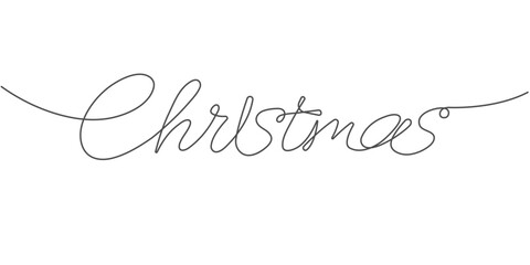 Christmas . New Year's inscription. christmas holidays. One line drawing. Vector illustration.