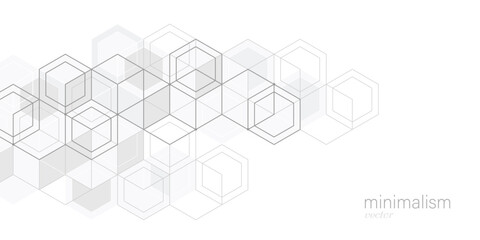 White background from cubes and lines.Linear geometric drawing.Abstraction,Vector illustration.