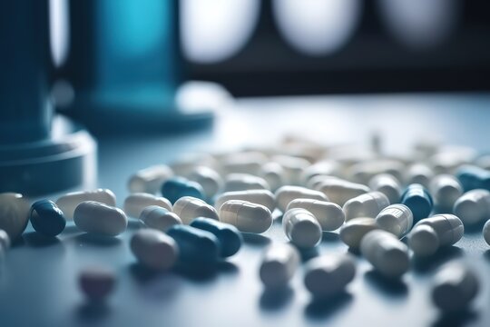 close up of pills. Generative AI
