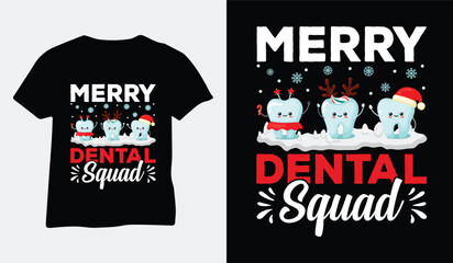 merry dental squad christmas t-shirt design vector
