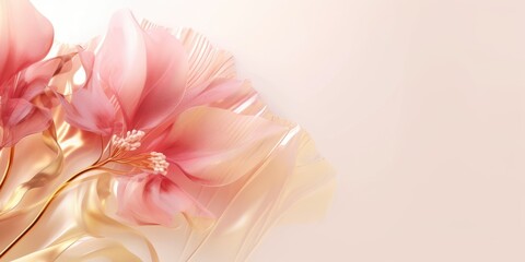 Beautiful abstract gold and pink transparent floral design background. beautiful Generative AI AIG32