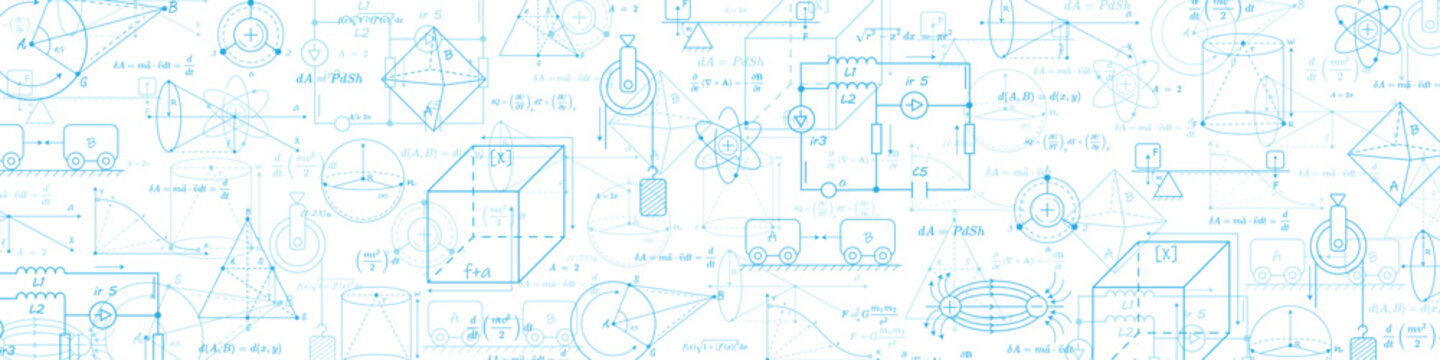 School background in physics and mathematics .Formulas and drawings. Scientific research. Vector , illustration.	