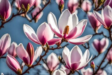 Exquisite and fragrant magnolia blossoms, with their large, waxy petals in shades of white or pink - AI Generative