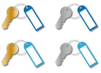 鍵のイラスト 青のキーホルダー