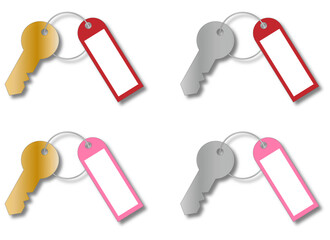 鍵のイラスト 赤とピンクのキーホルダー