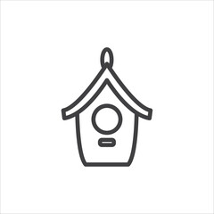 PrintBird house line icon. Birdhouse signs vector illustration.