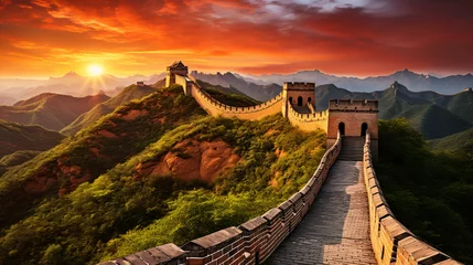 Photo sur Aluminium Mur chinois Great wall under sunshine during sunset