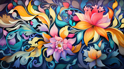 Fototapeta na wymiar illustration of colorful beautiful flowers